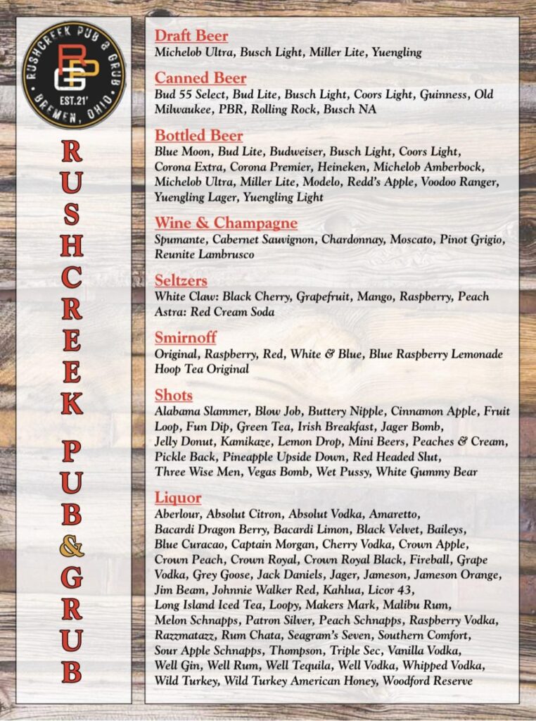 Rushcreek Pub & Grub Menu 4